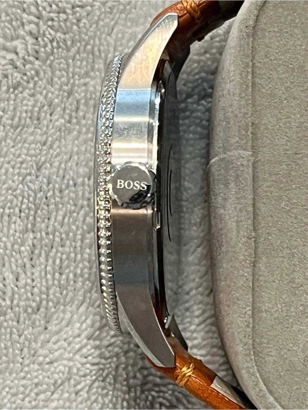 Hugo Boss Men's Blue Dial Brown Leather Strap Pilot Edition Watch